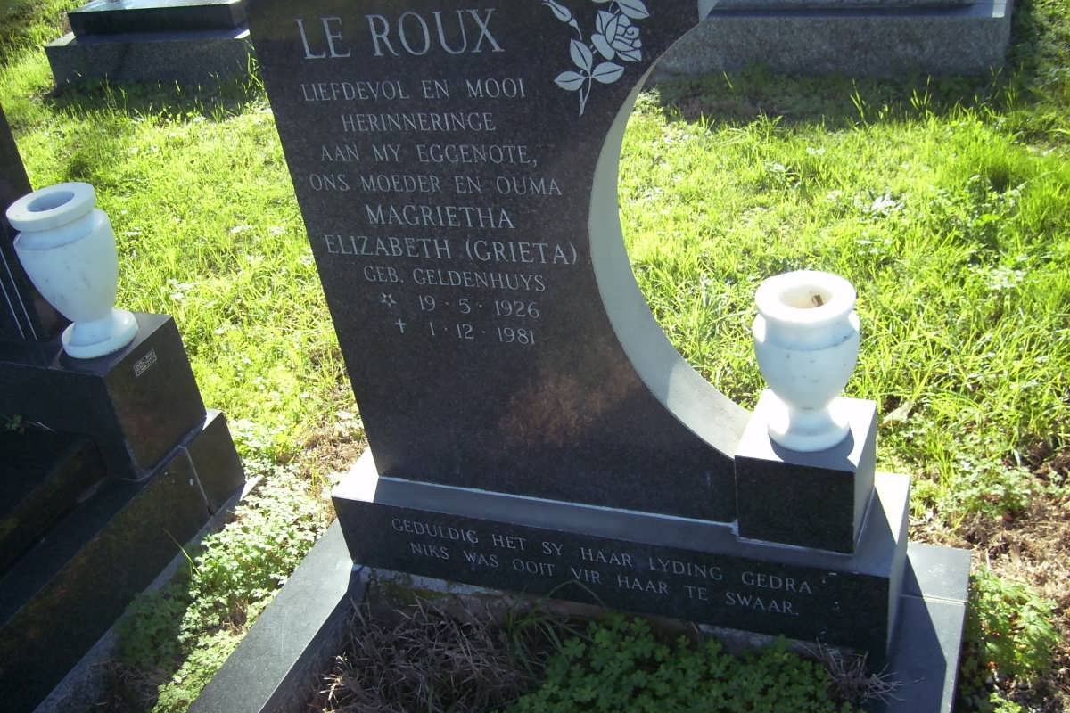 ROUX Magrietha Elizabeth, le nee GELDENHUYS 1926-1981