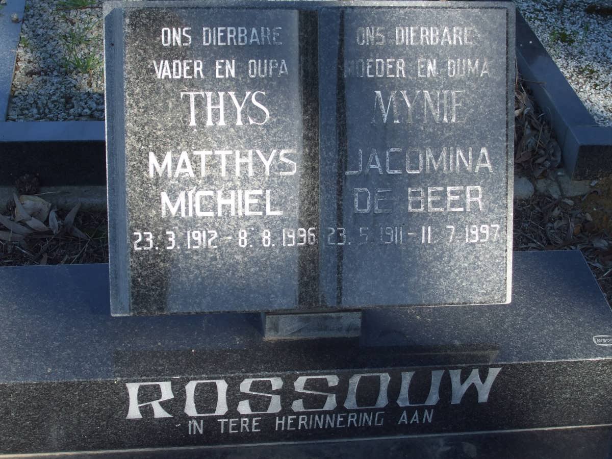 ROSSOUW Matthys Michiel 1912-1996 &amp; Jacomina DE BEER 1911-1997