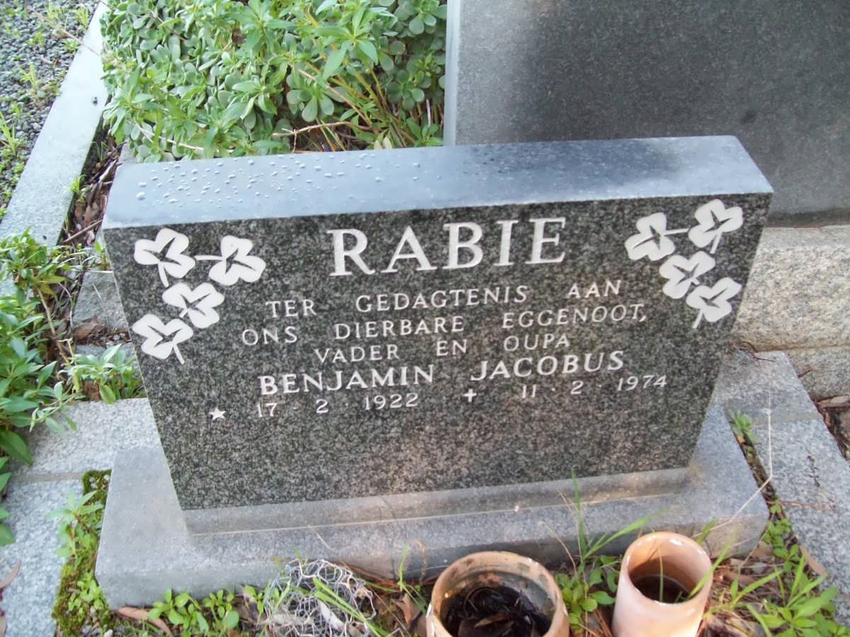 RABIE Benjamin Jacobus 1922-1974