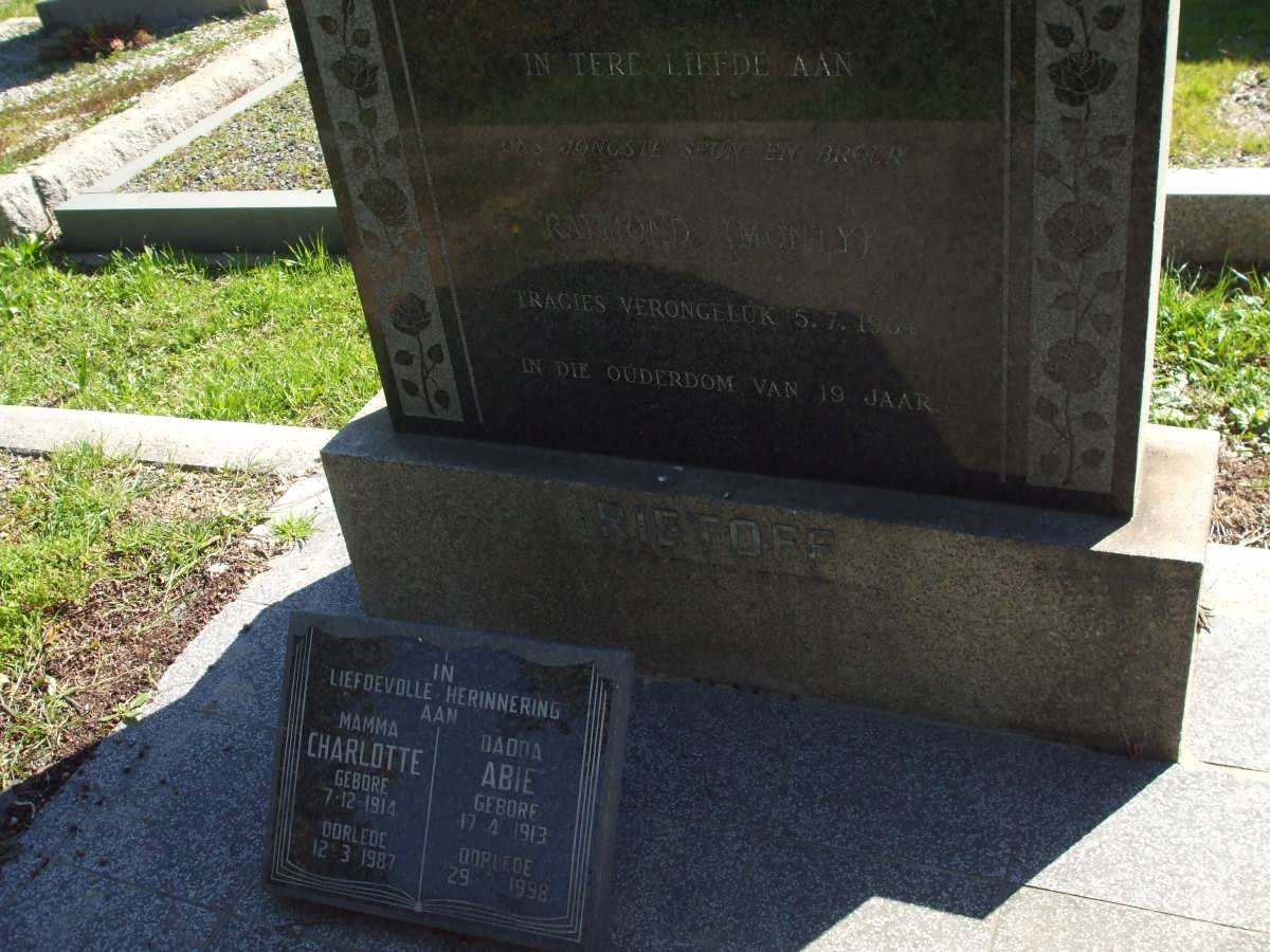RIETOFF Abie 1913-1998 &amp; Charlotte 1914-1987 :: RIETOFF Raymond -1964