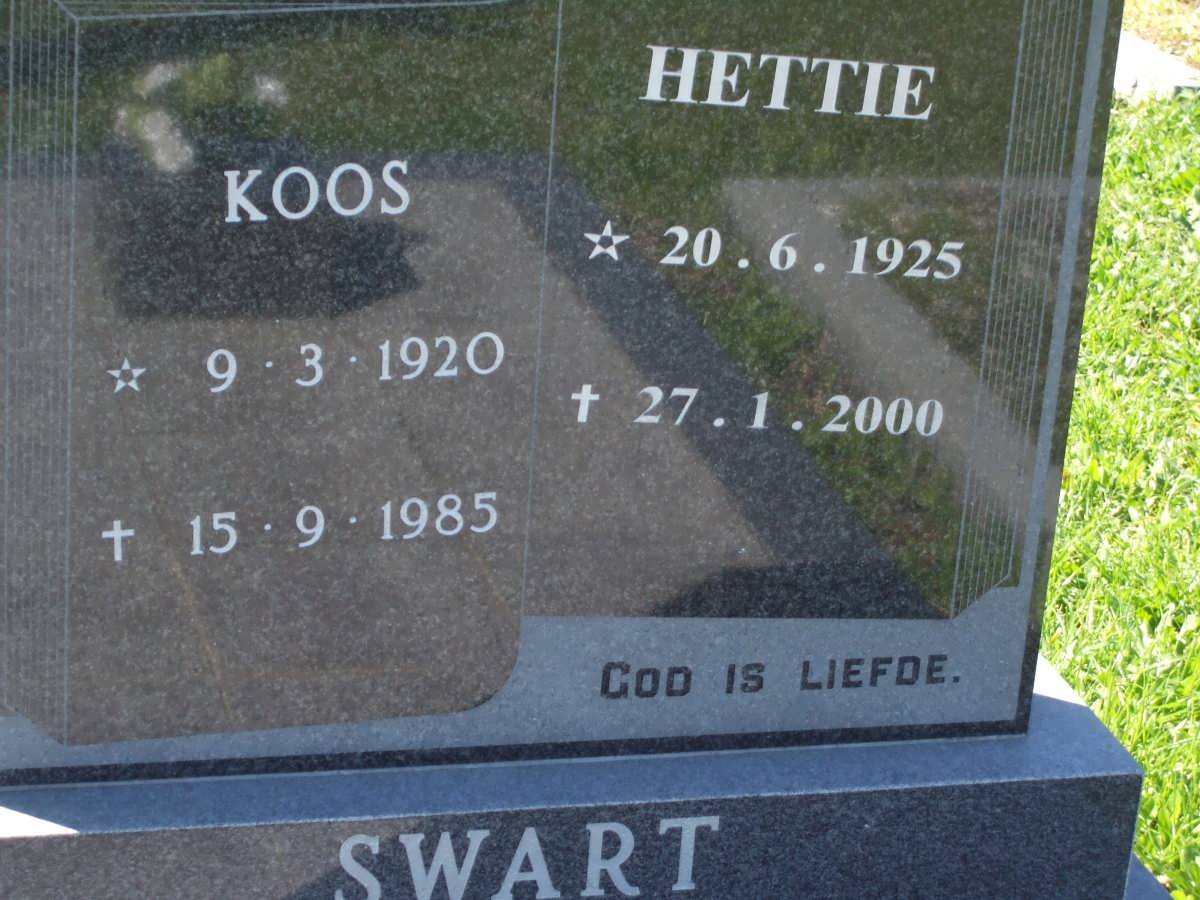 SWART Koos 1920-1985 &amp; Hettie 1925-2000