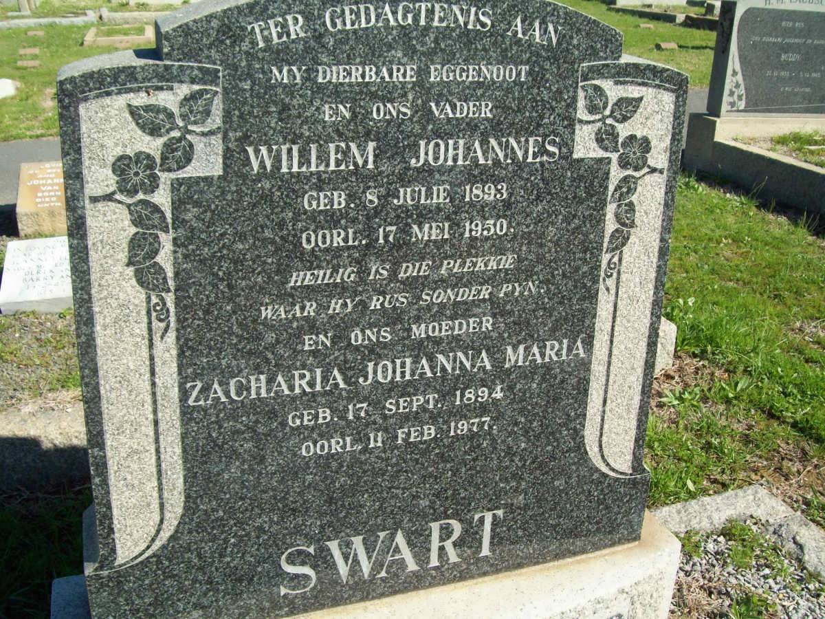 SWART Willem Johannes 1893-1950 &amp; Zacharia Johanna Maria 1894-1977