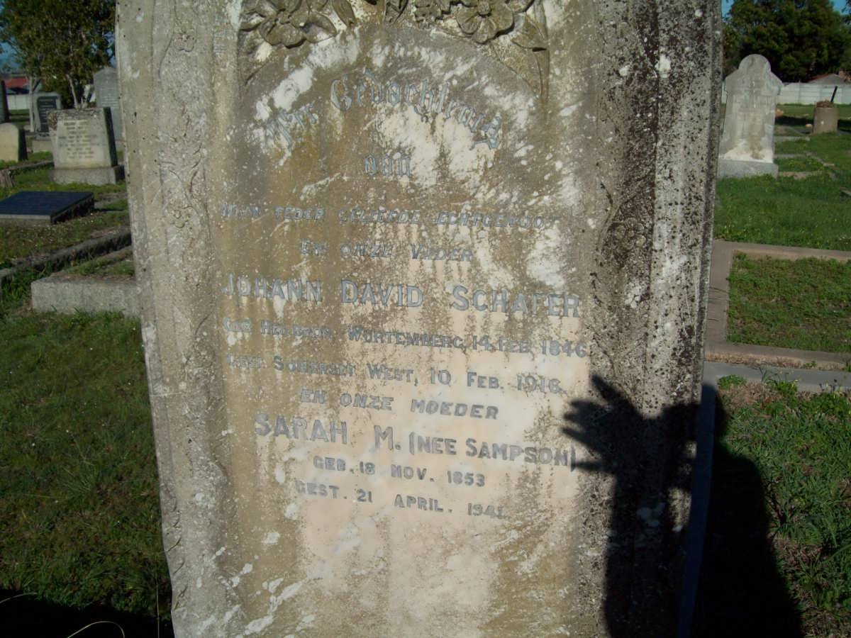 SCHAFER Johann David 1846-1916 &amp; Sarah M. SAMPSON 1853-1941
