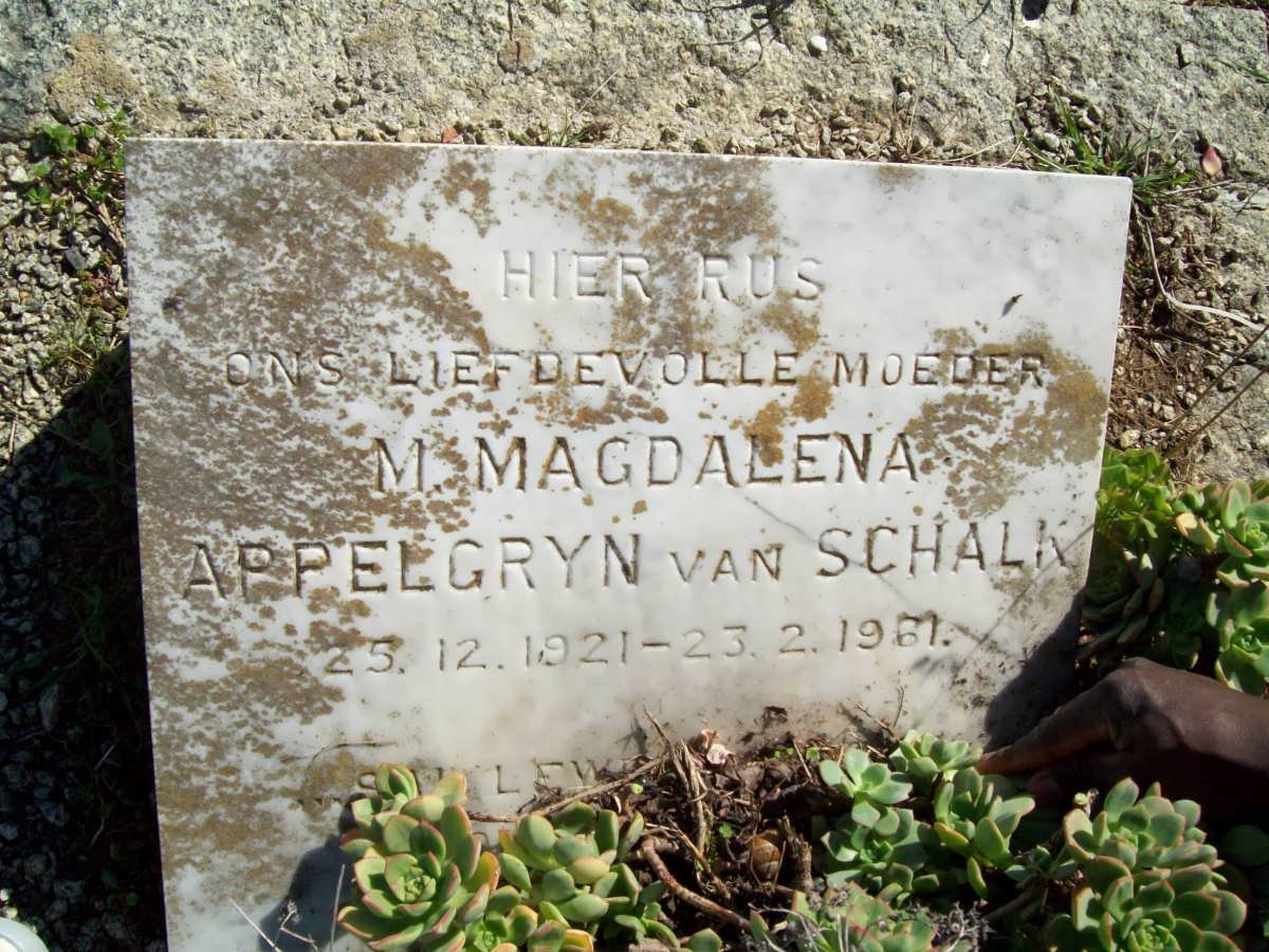 SCHALK M. Magdalena Appelgryn, van 1921-1961