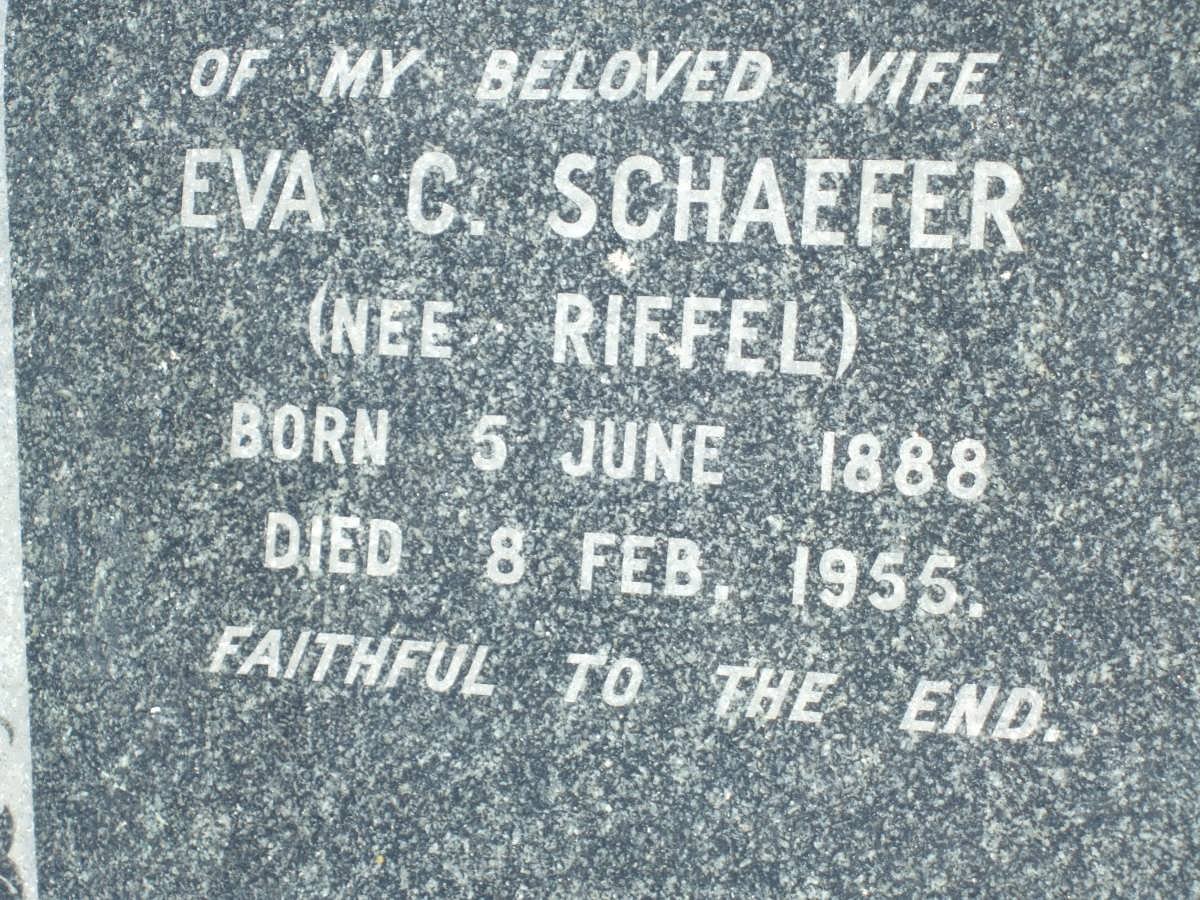 SCHAEFER Eva C. nee RIFFEL 1888-1955