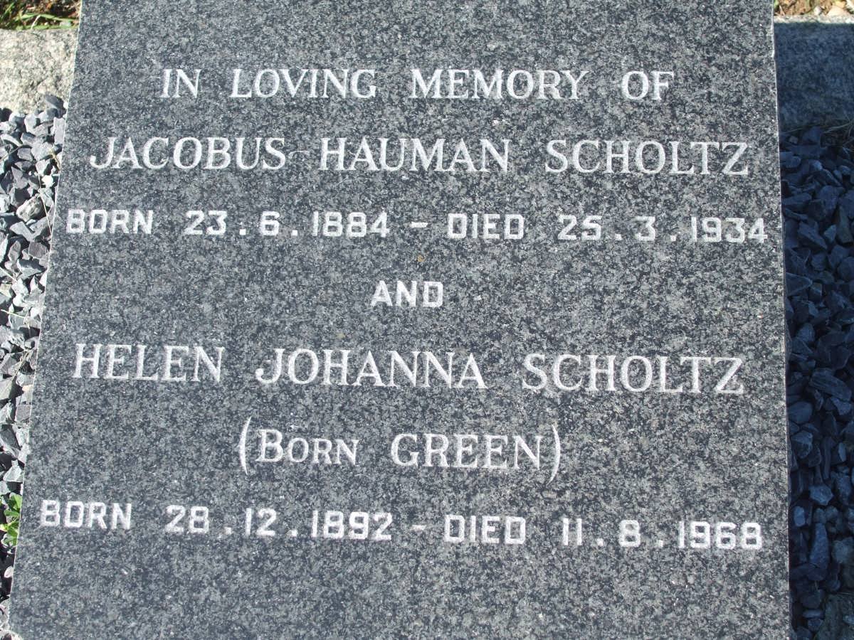 SCHOLTZ Jacobus Hauman 1884-1934 &amp; Helen Johanna GREEN 1892-1969
