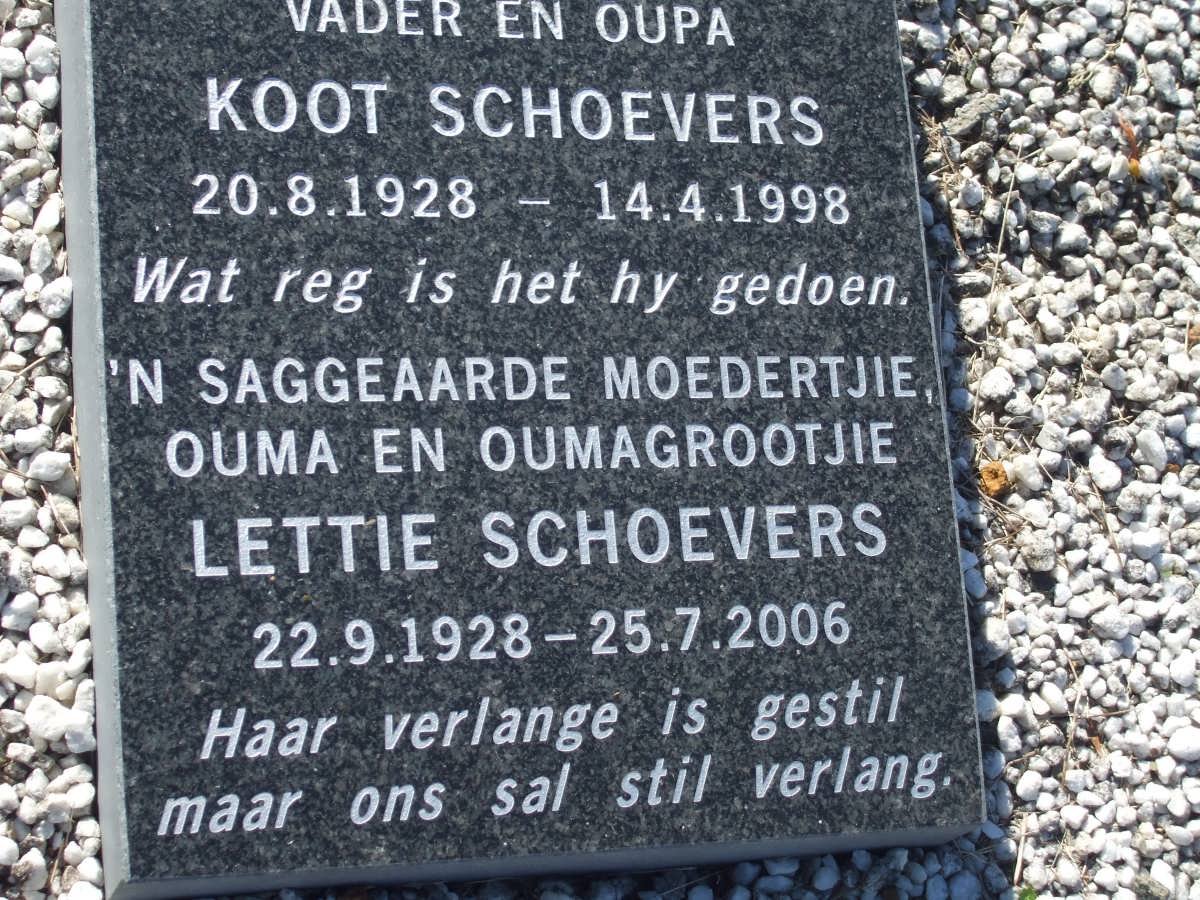 SHOEVERS Koot 1928-1998 &amp; Lettie 1928-2006
