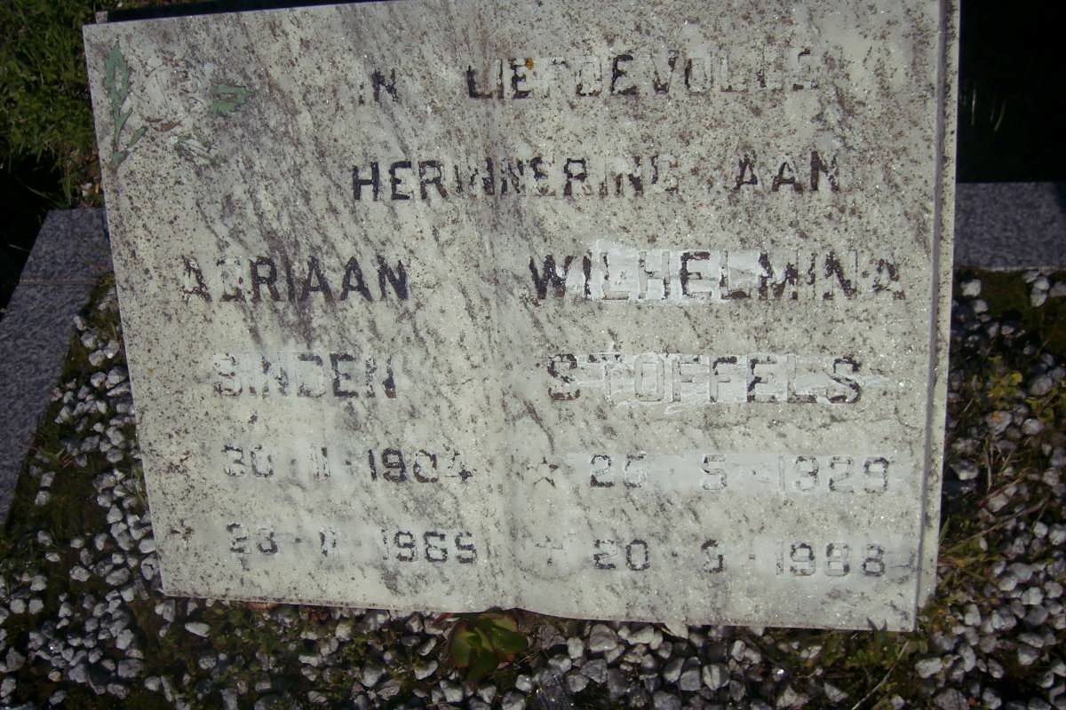 SINDEN  Adriaan 1904-1989 :: STOFFELS  Wilhelmina 1929-1988
