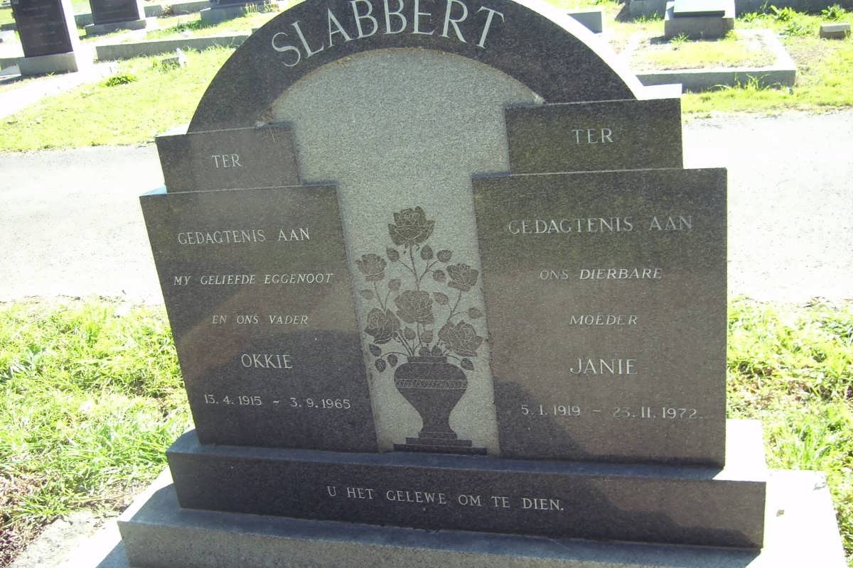 SLABBERT Okkie 1915-1965 &amp; Janie 1919-1972