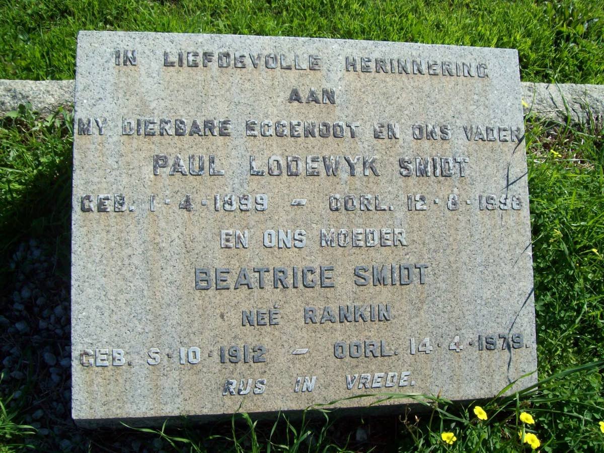 SMIDT Paul Lodewyk 1899-1958 &amp; Beatrice RANKIN 1912-1929
