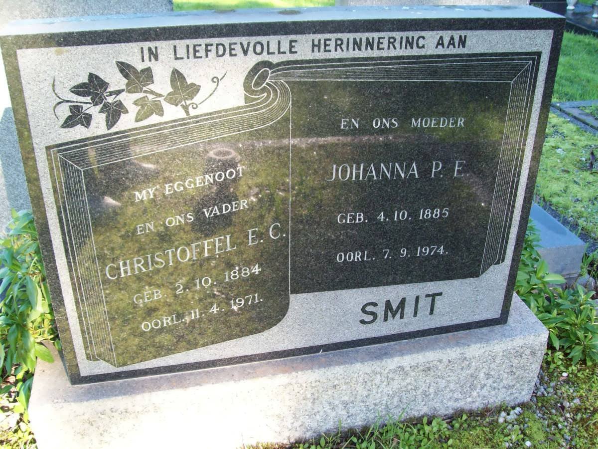 SMIT Christoffel E.C. 1884-1971 &amp; Johanna P.E. 1885-1974