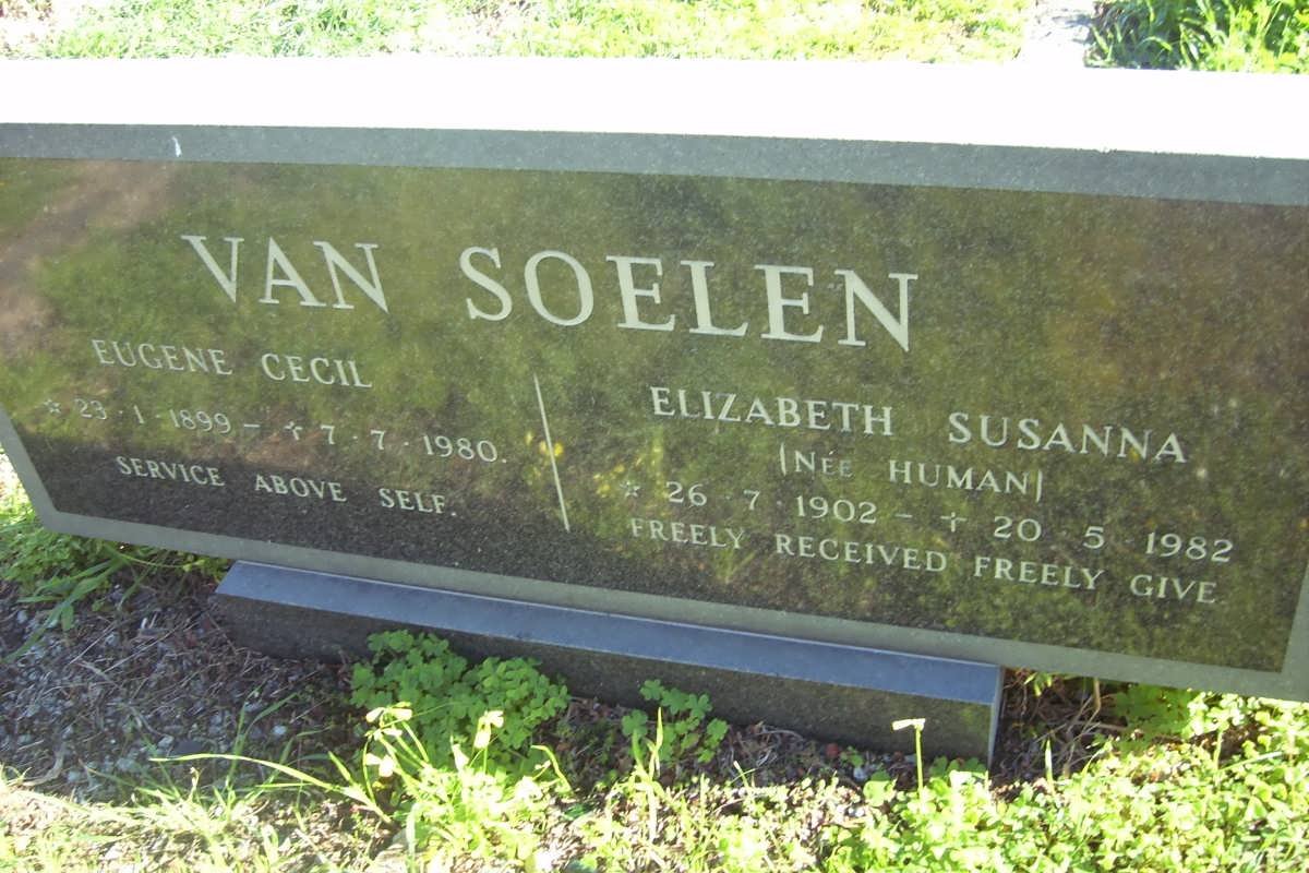 SOELEN Eugene Cecil, van 1899-1980 &amp; Elizabeth Susanna HUMAN 1902-1982