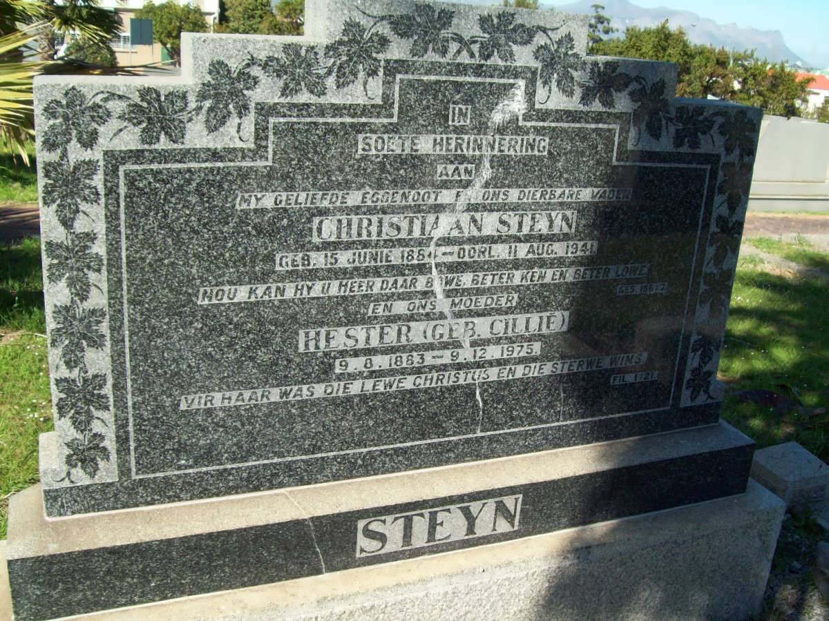 STEYN Christiaan 1884-1941 &amp; Hester CILLIé 1883-1975