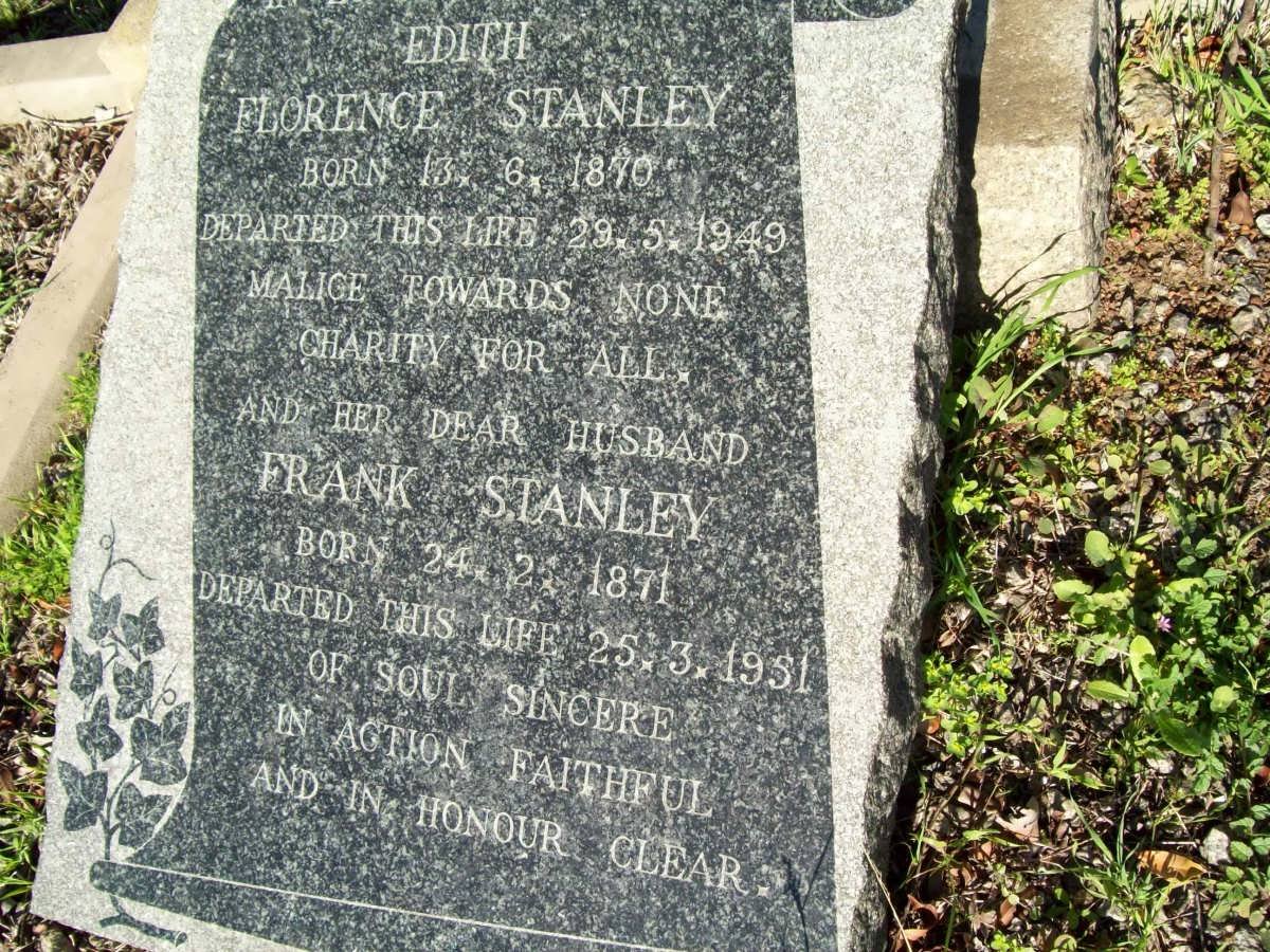 STANLEY Frank 1871-1951 &amp; Edith Florence 1870-1949