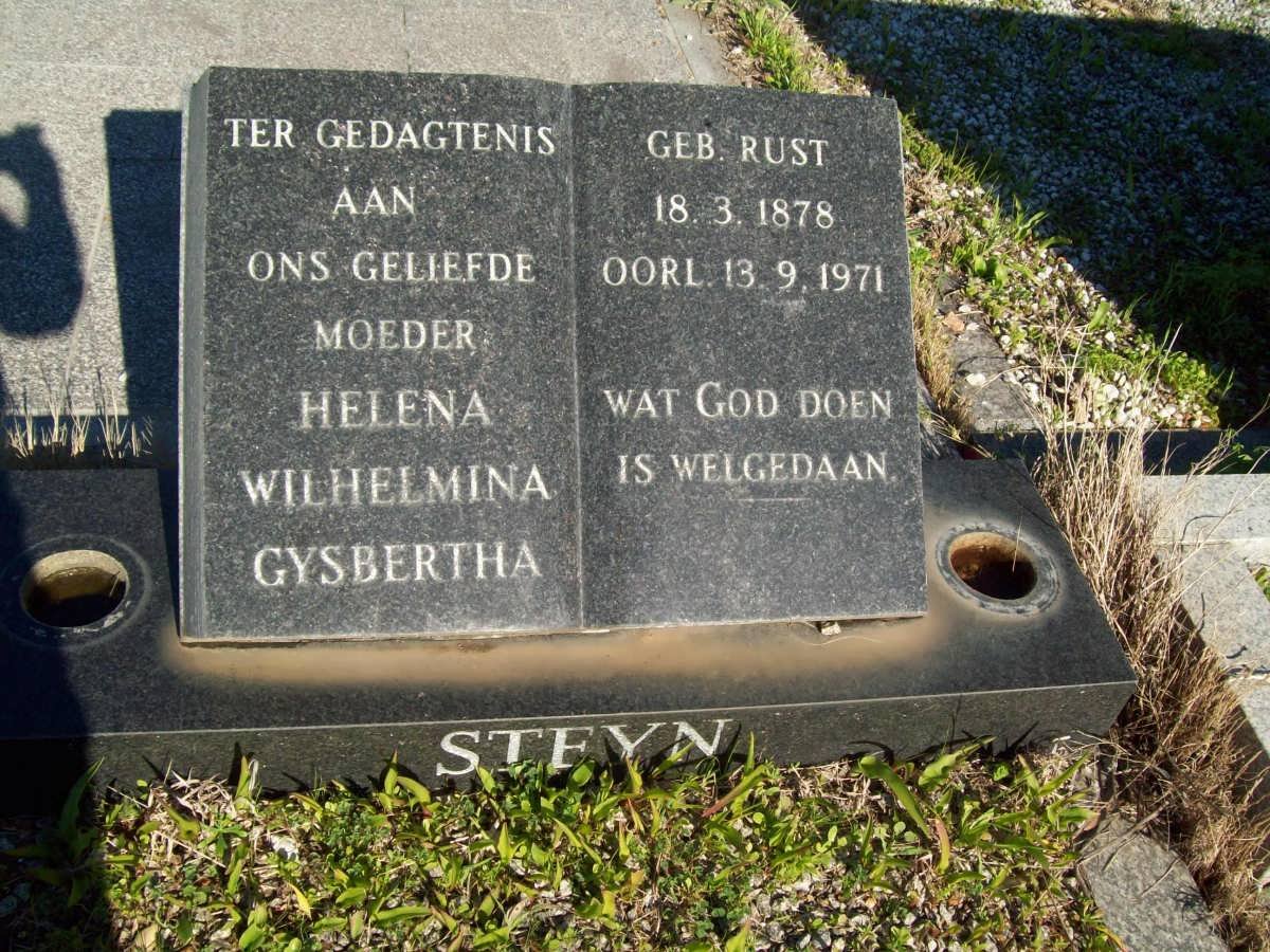 STEYN Helena Wilhelmina Gysbertha nee RUST 1878-1971