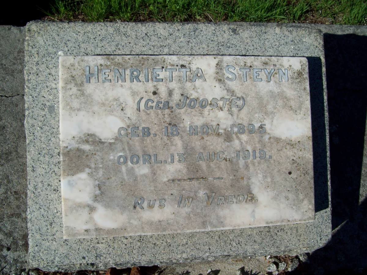 STEYN Henrietta nee JOOSTE 1895-1919