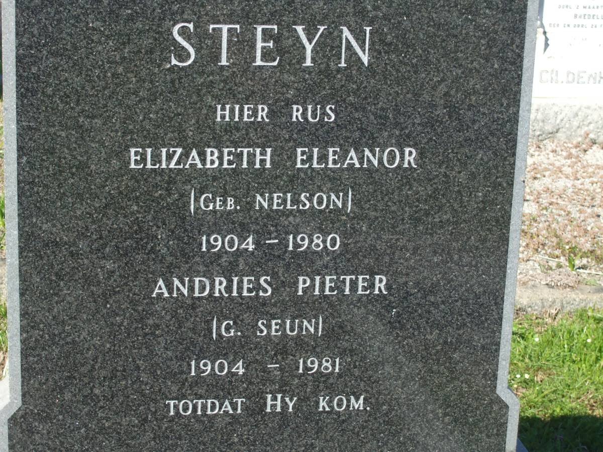 STEYN Andries Pieter 1904-1981 &amp; Elizabeth Eleanor 1904-1980