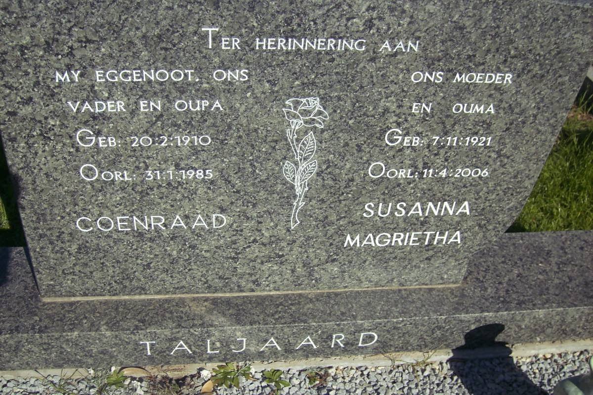 TALJAARD Coenraad 1910-1985 &amp; Susanna Magrietha 1921-2004
