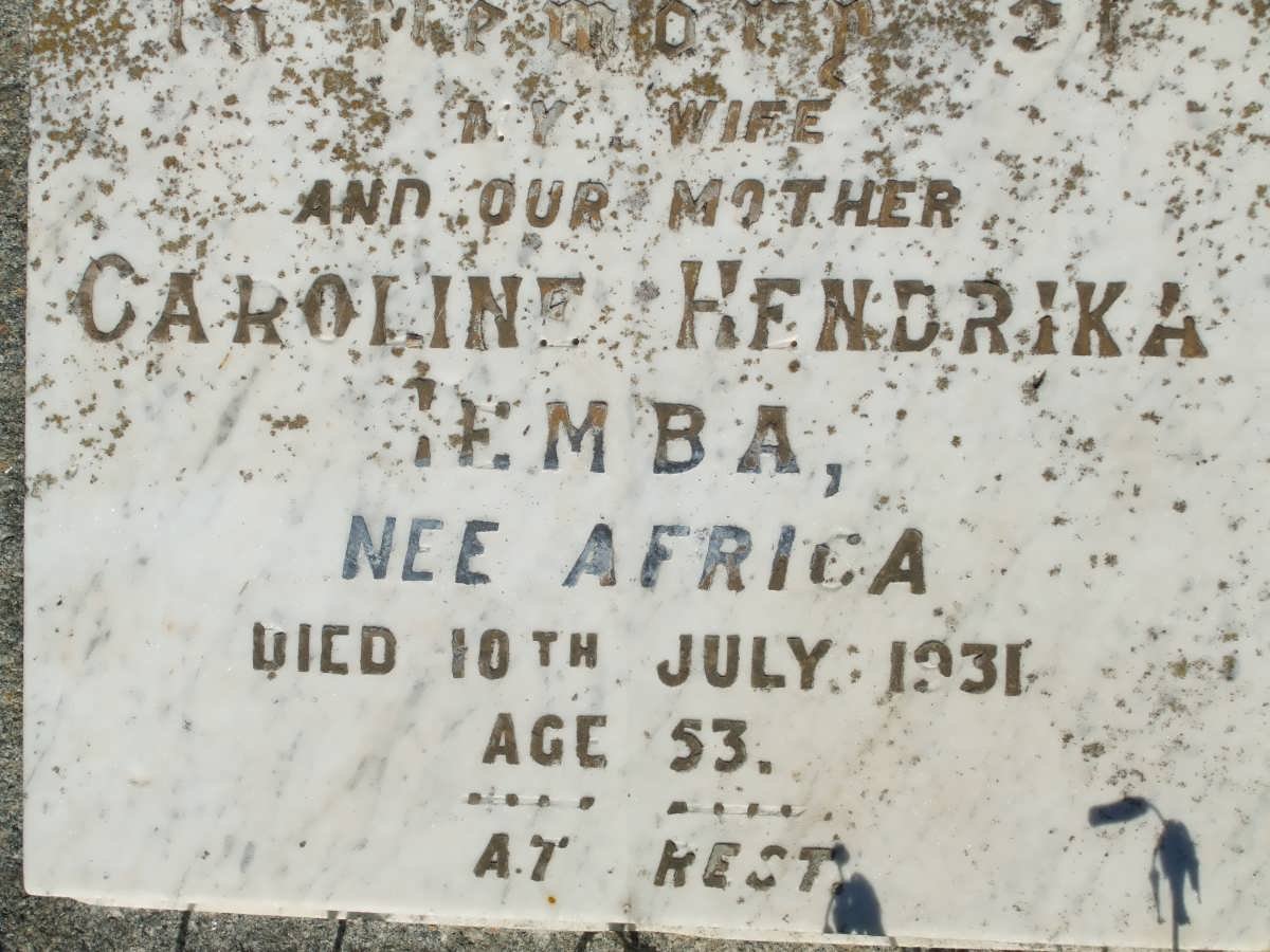 TEMBA Caroline Hendrika nee AFRICA -1931