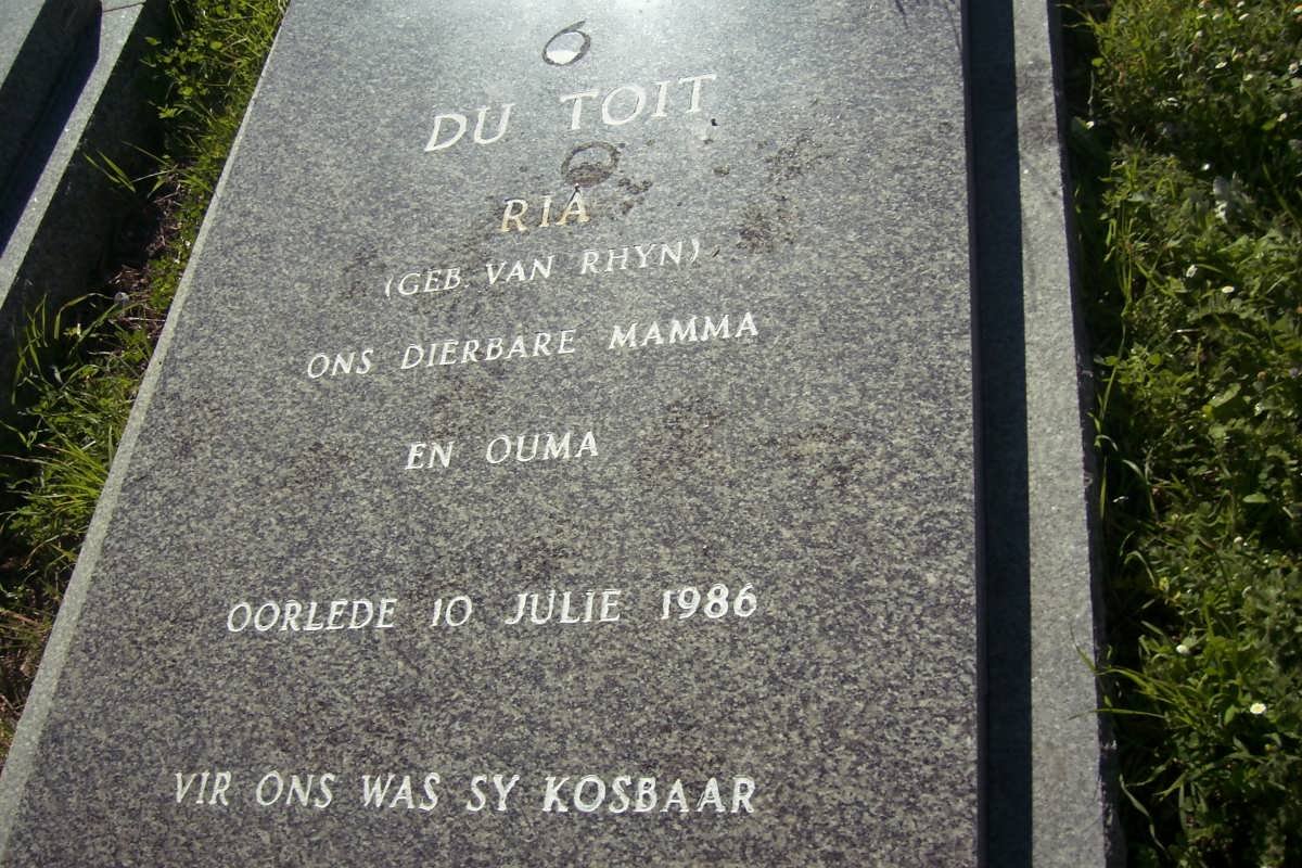 TOIT Ria, du nee VAN RHYN -1986