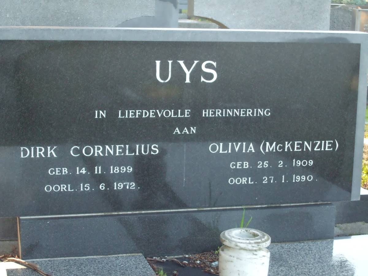 UYS Dirk Cornelius 1899-1972 &amp; Olivia McKENZIE 1909-1990