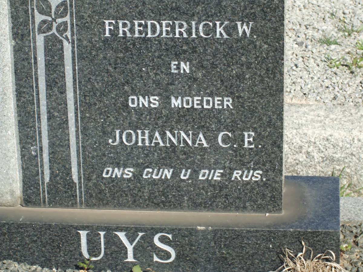 UYS Frederick W. &amp; Johanna C.E.