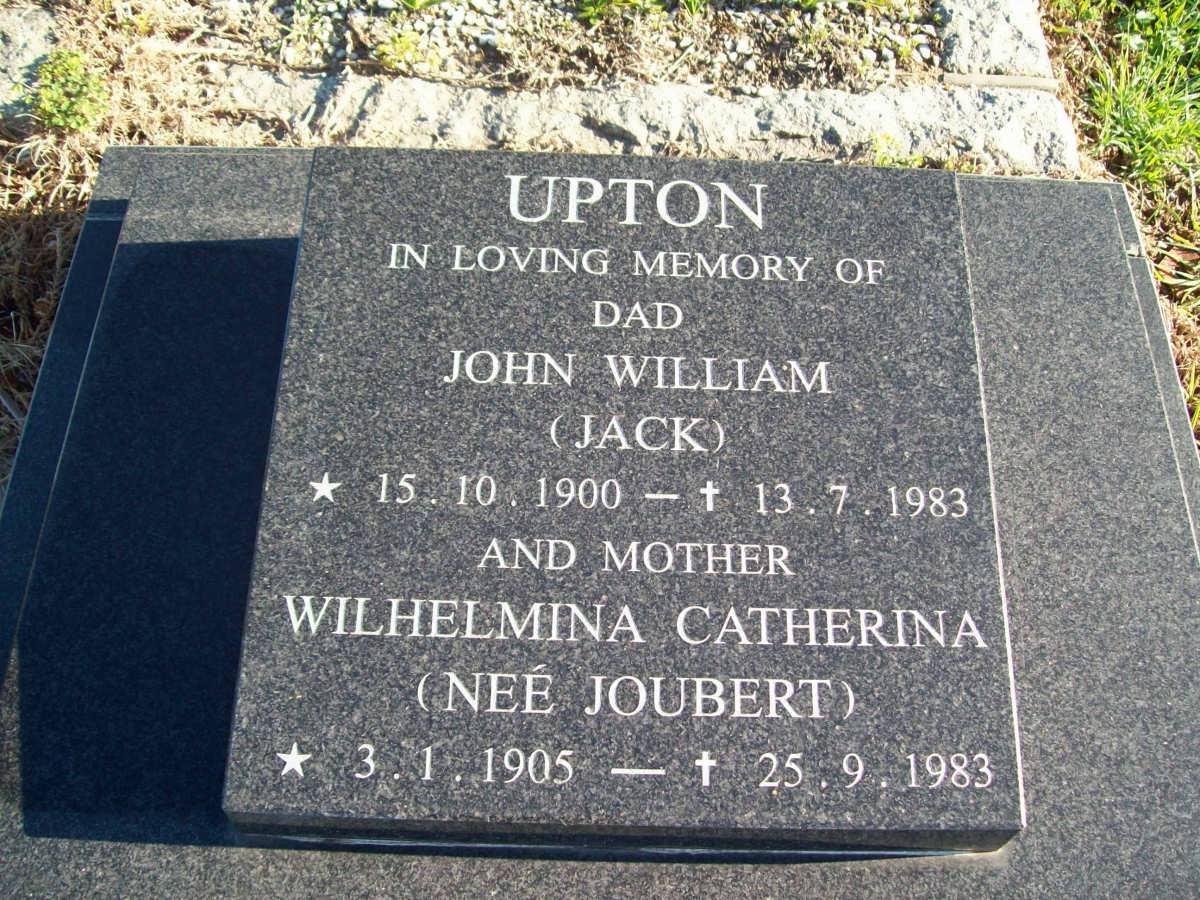UPTON John William 1900-1983 &amp; Wilhelmina Catherina JOUBERT 1905-1983