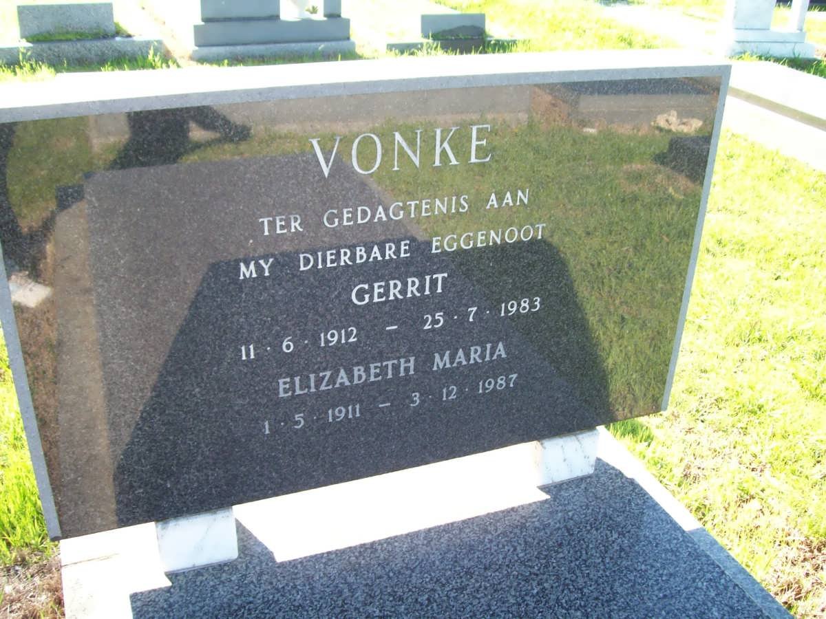 VONKE Gerrit 1912-1983 &amp; Elizabeth Maria 1911-1987