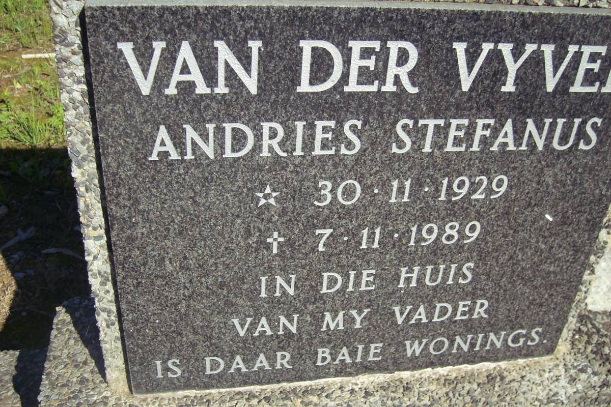 VYFER Andries Stephanus, van der 1929-1989