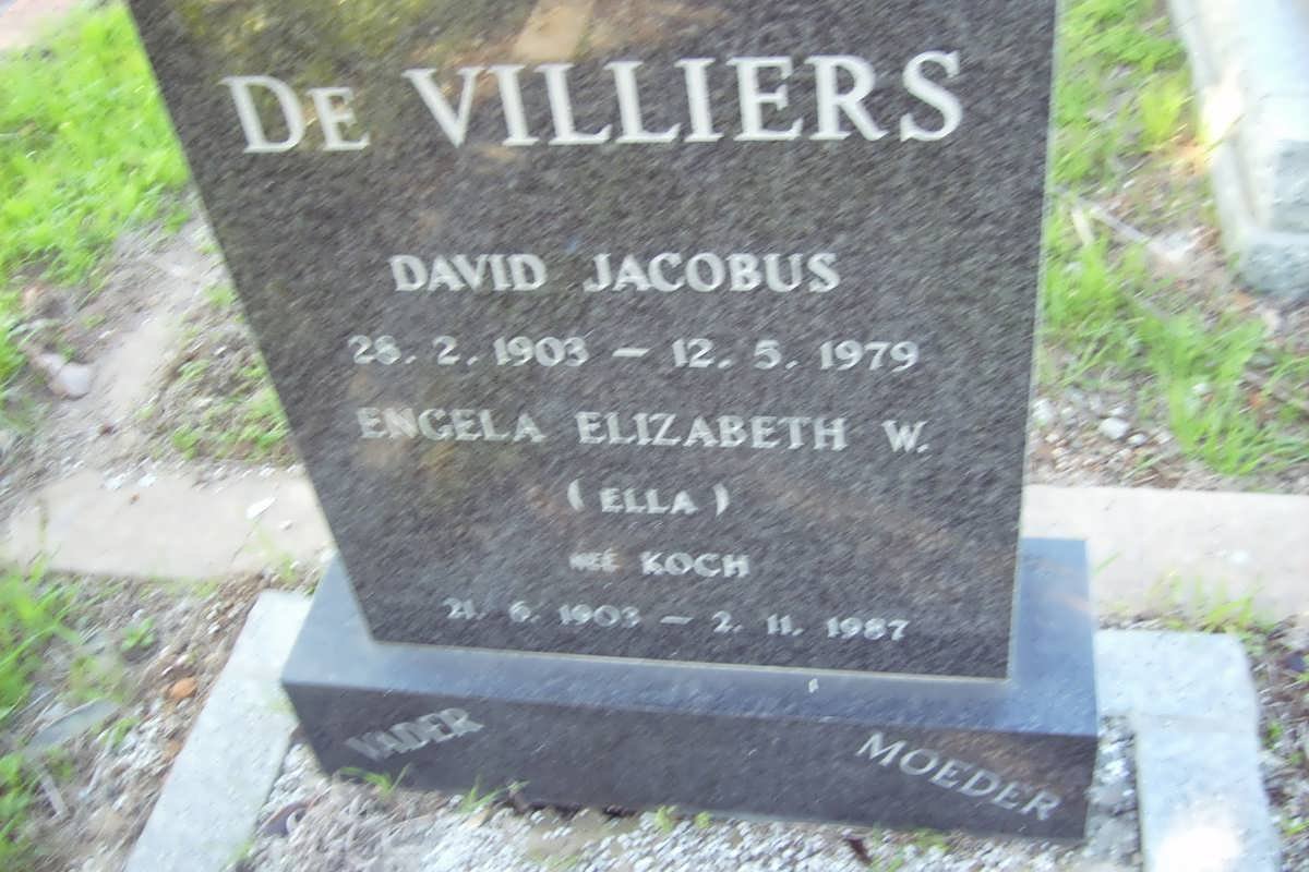 VILLIERS David Jacobus, de 1903-1979 &amp; Engela Elizabeth W. KOSCH 1903-1987