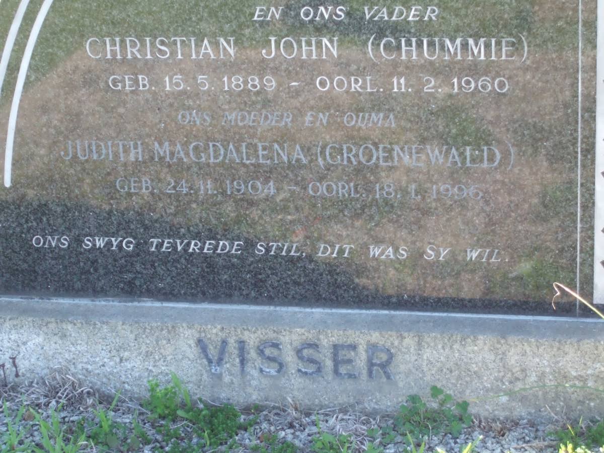 VISSER Christian John 1889-1960 &amp; Judith Magdalena GROENEWALD 1904-1996