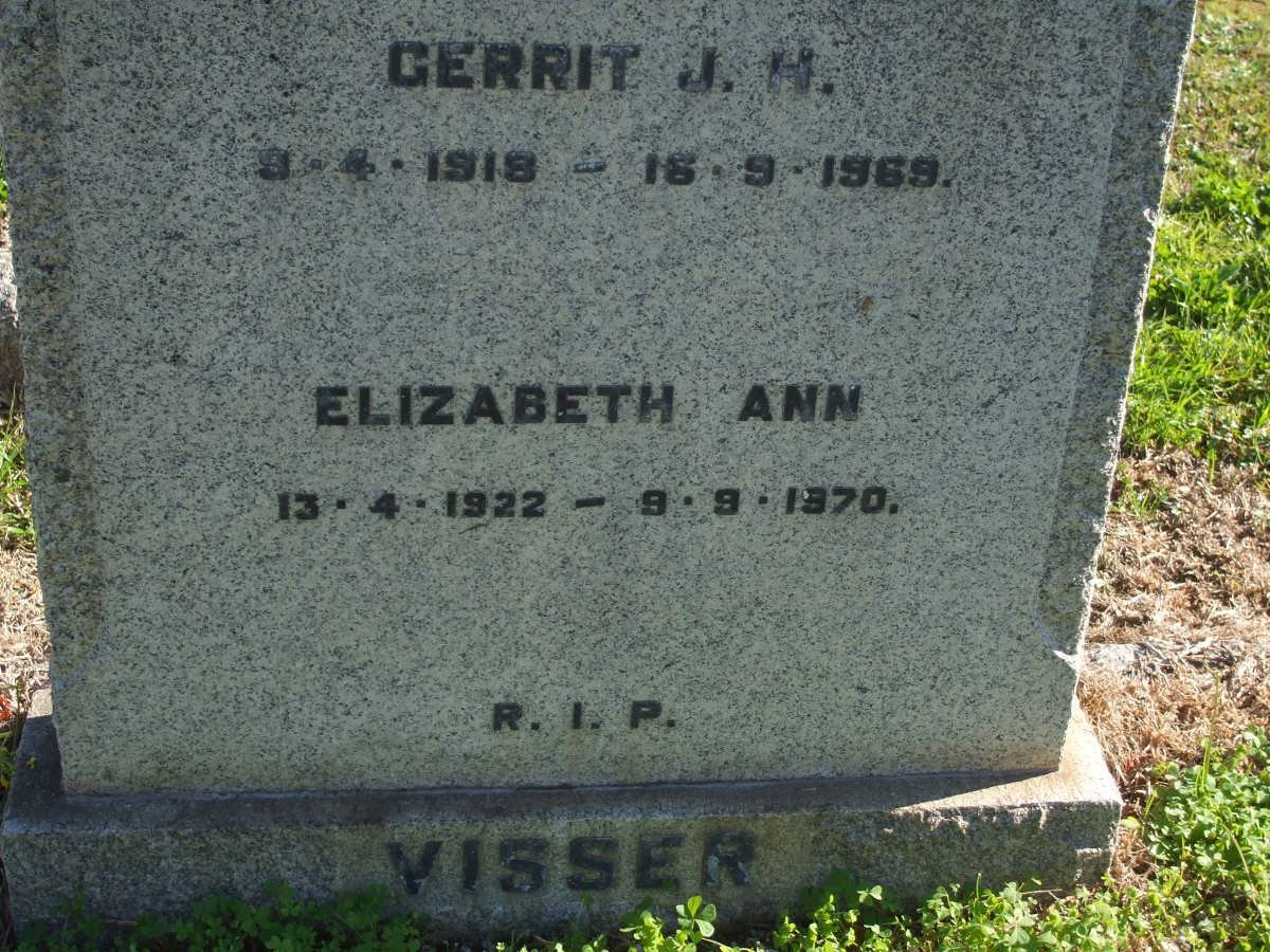 VISSER Gerrit J.H. 1918-1969 &amp; Elizabeth Ann 1922-1970