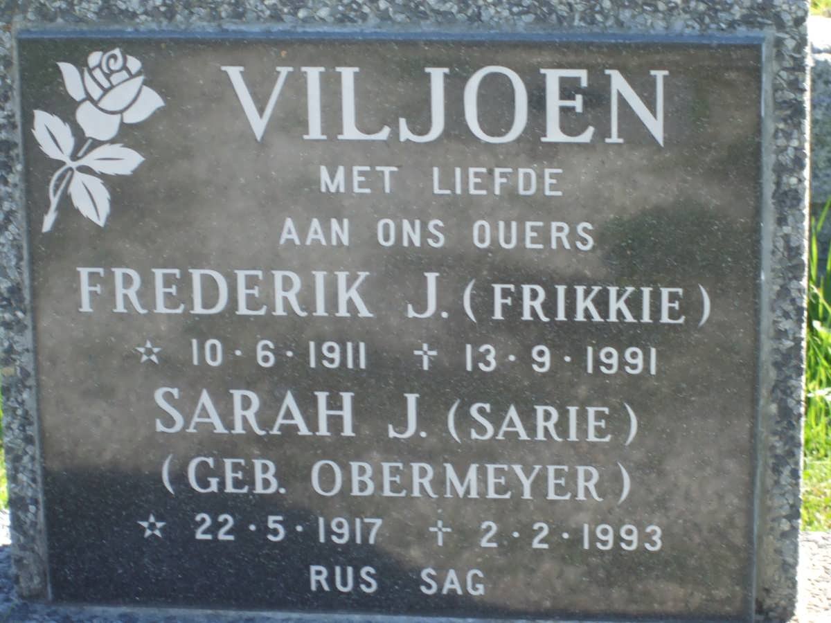 VILJOEN Frederik J. 1911-1991 &amp; Sarah J. OBERMEYER 1917-1993