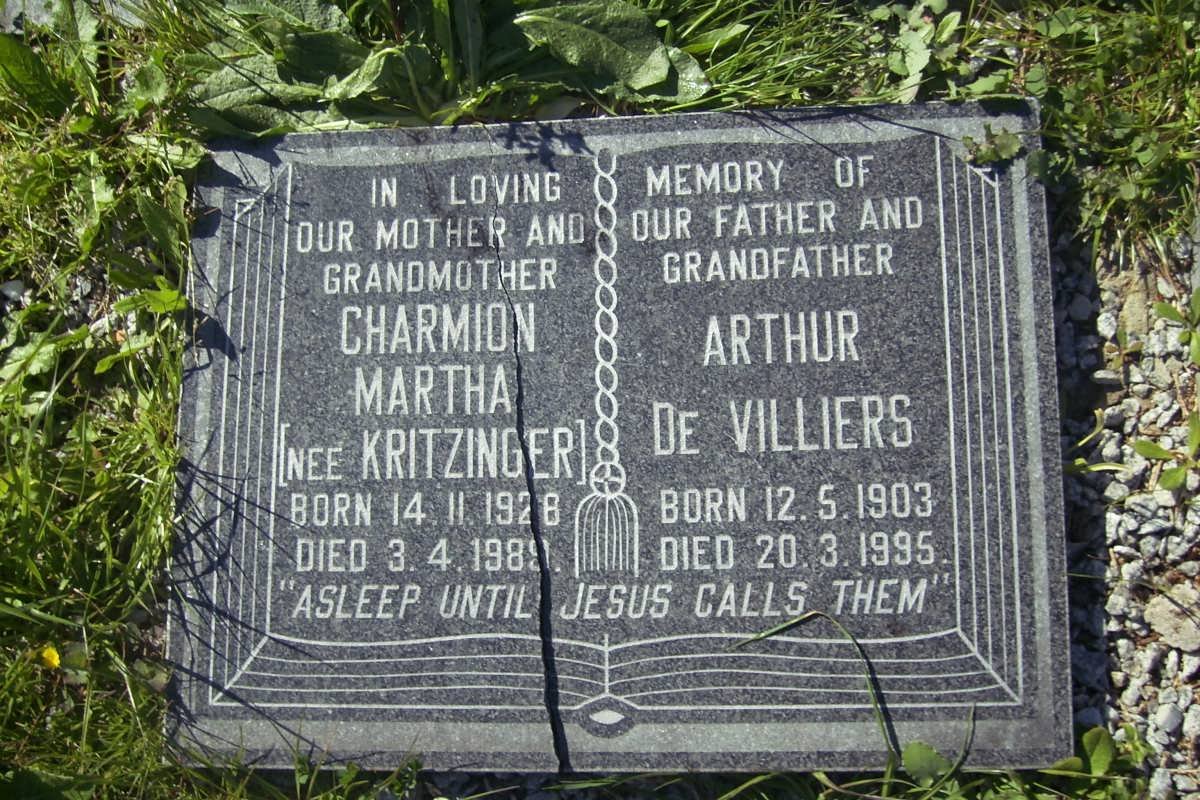 VILLIERS Arthur, de 1903-1995 &amp; Charmion KRITZINGER 1928-1989