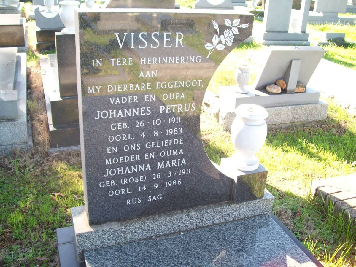 VISSER Johannes Petrus 1911-1983 &amp; Johanna Maria ROSE 1911-1986