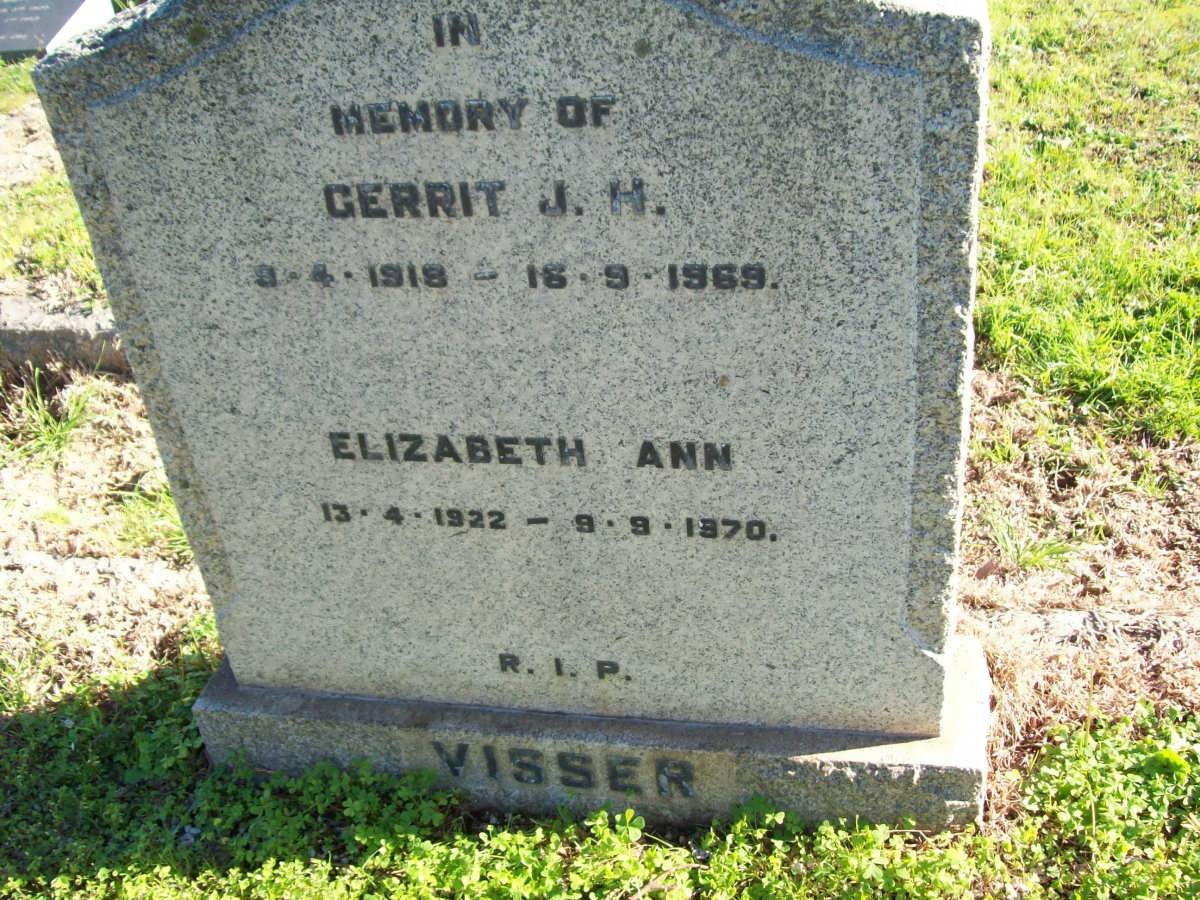 VISSER Gerrit J.H. 1918-1969 &amp; Elizabeth Ann 1922-1970
