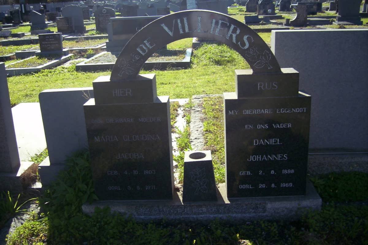 VILLIERS Daniel Johannes, de 1898-1968 &amp; Maria Gloudina Jacoba 1903-1971