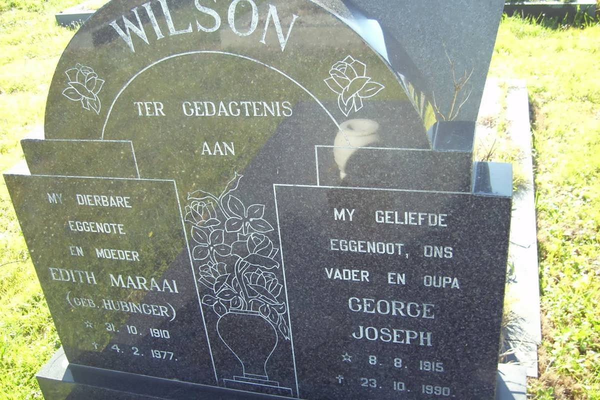 WILSON George Joseph 1915-1990 &amp; Edith Maraai HUBINGER 1910-1977