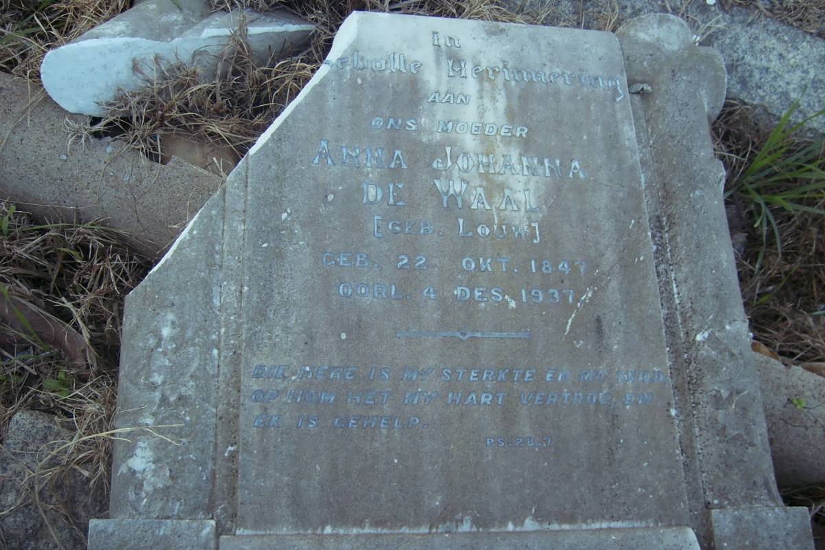 WAAL Anna Johanna, de nee LOUW 1847-1937