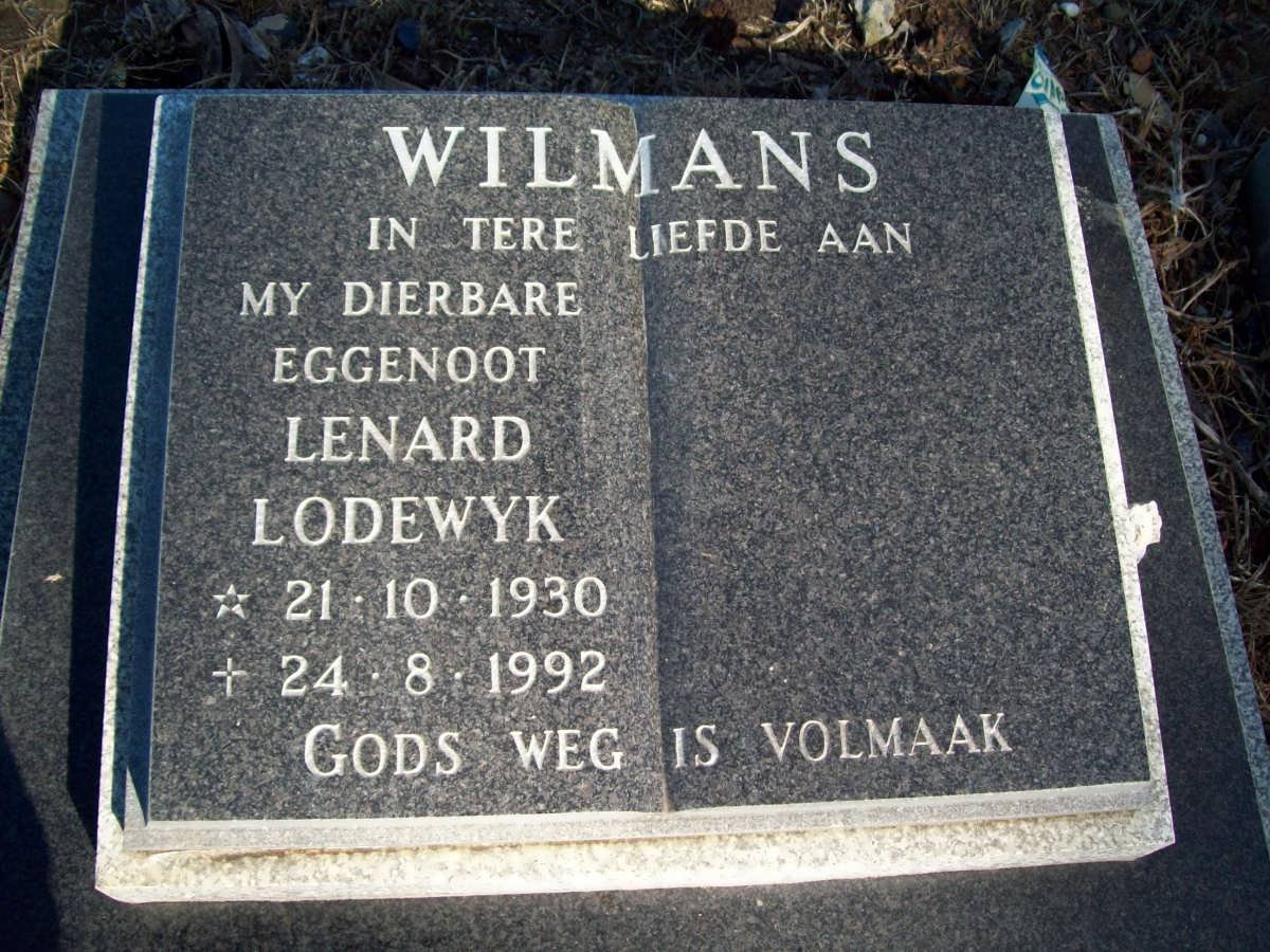 WILMANS Lenard Lodewyk 1930-1992