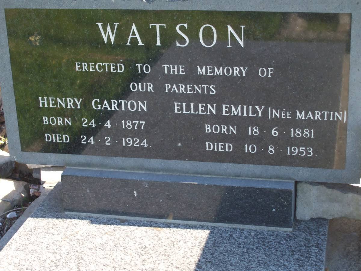 WATSON Henry Garton 1877-1924 &amp; Ellen Emily MARTIN 1881-1953
