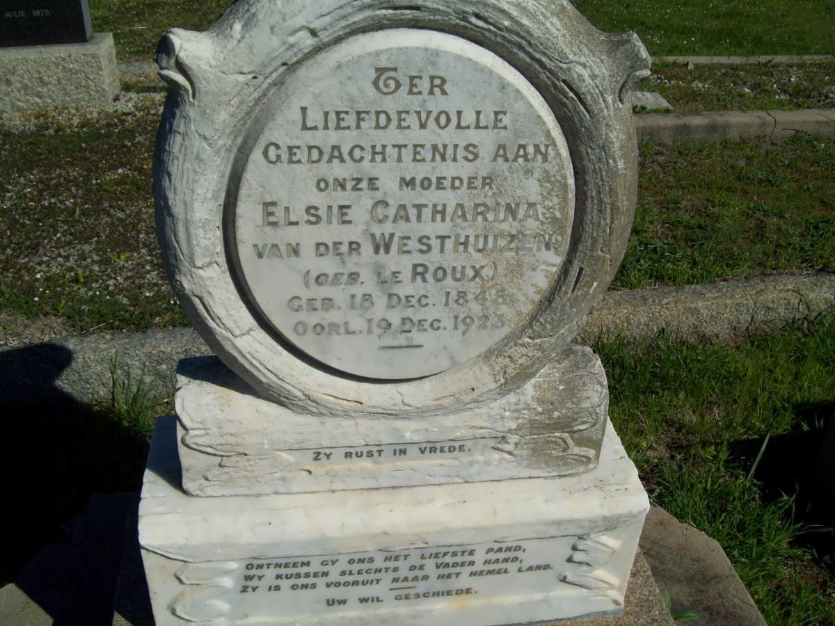 WESTHUIZEN Elsie Catharina, van der nee LE ROUX 1848-1923