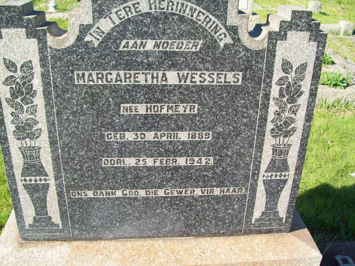 WESSELS Margaretha nee HOFMEYR 1889-1942