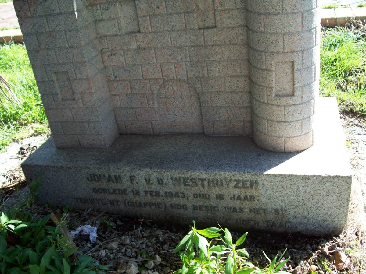 WESTHUIZEN Johan F., v.d. -1943