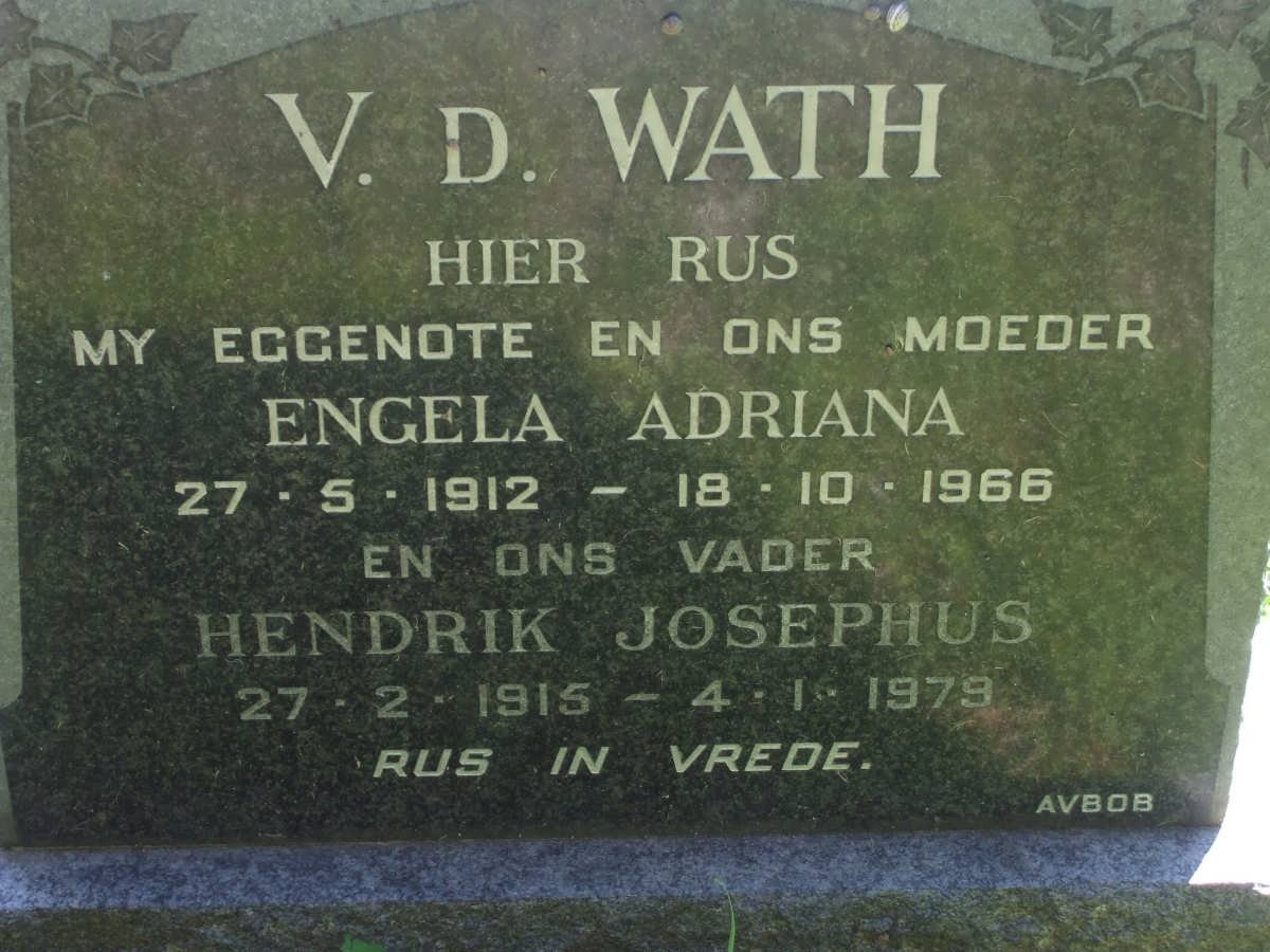 WATH Hendrik Josephus, v.d. 1915-1979 &amp; Engela Adriana 1912-1966