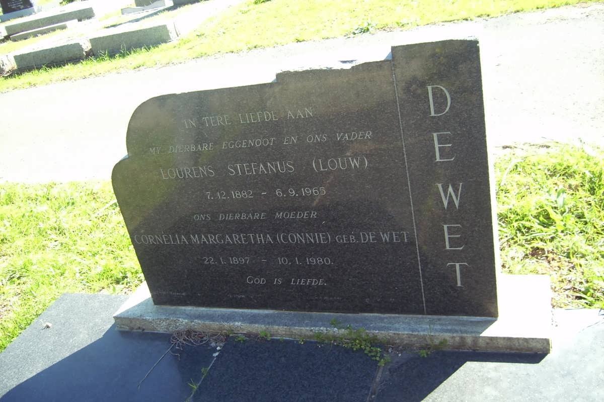 WET Lourens Stefanus, de 1882-1965 &amp; Cornelia Margaretha DE WET 1897-1980