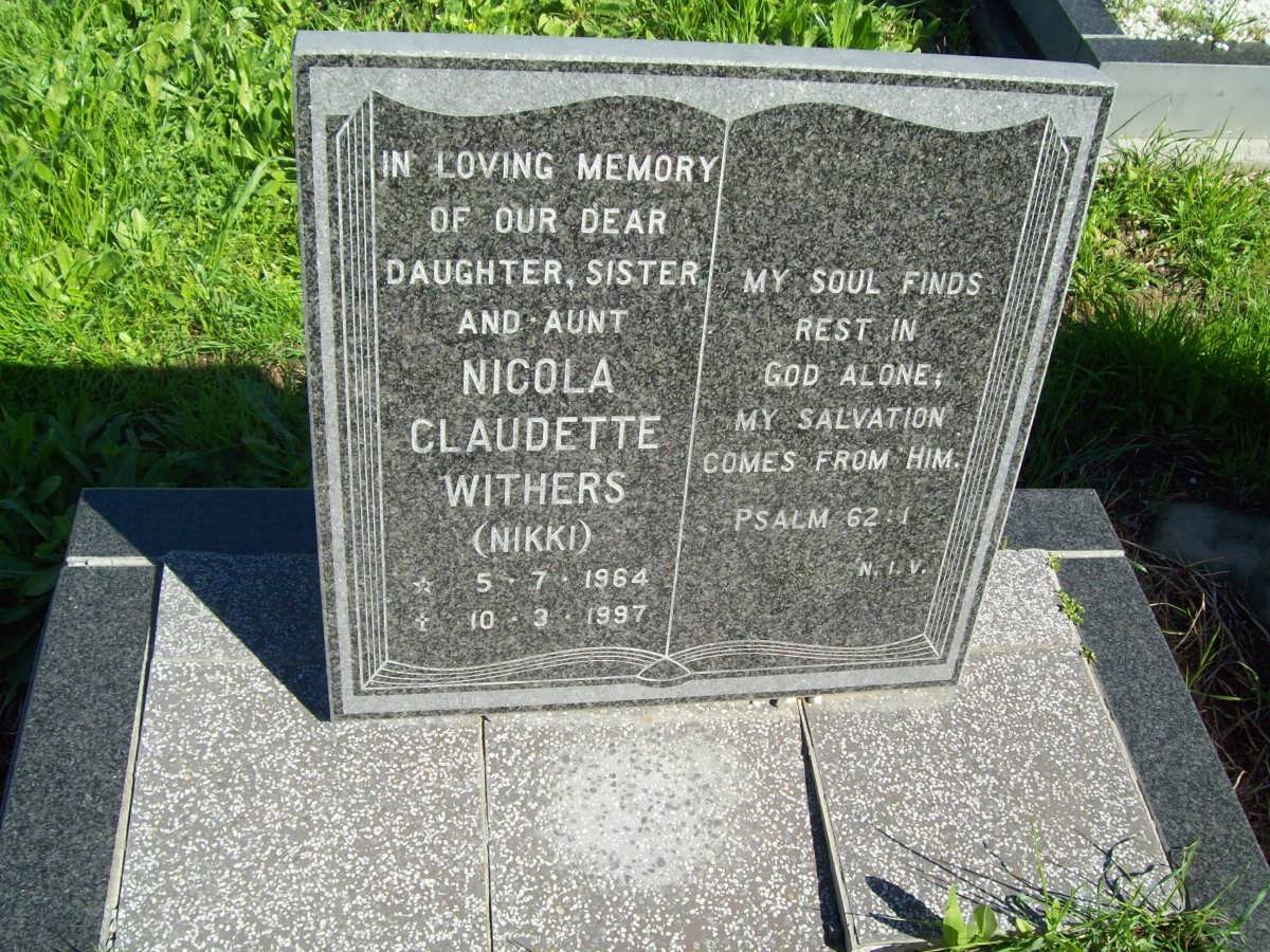 WITHERS Nicola Claudette 1964-1997