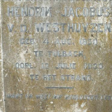 WESTHUYZEN Hendrik Jacobus, v.d. 1850-1925