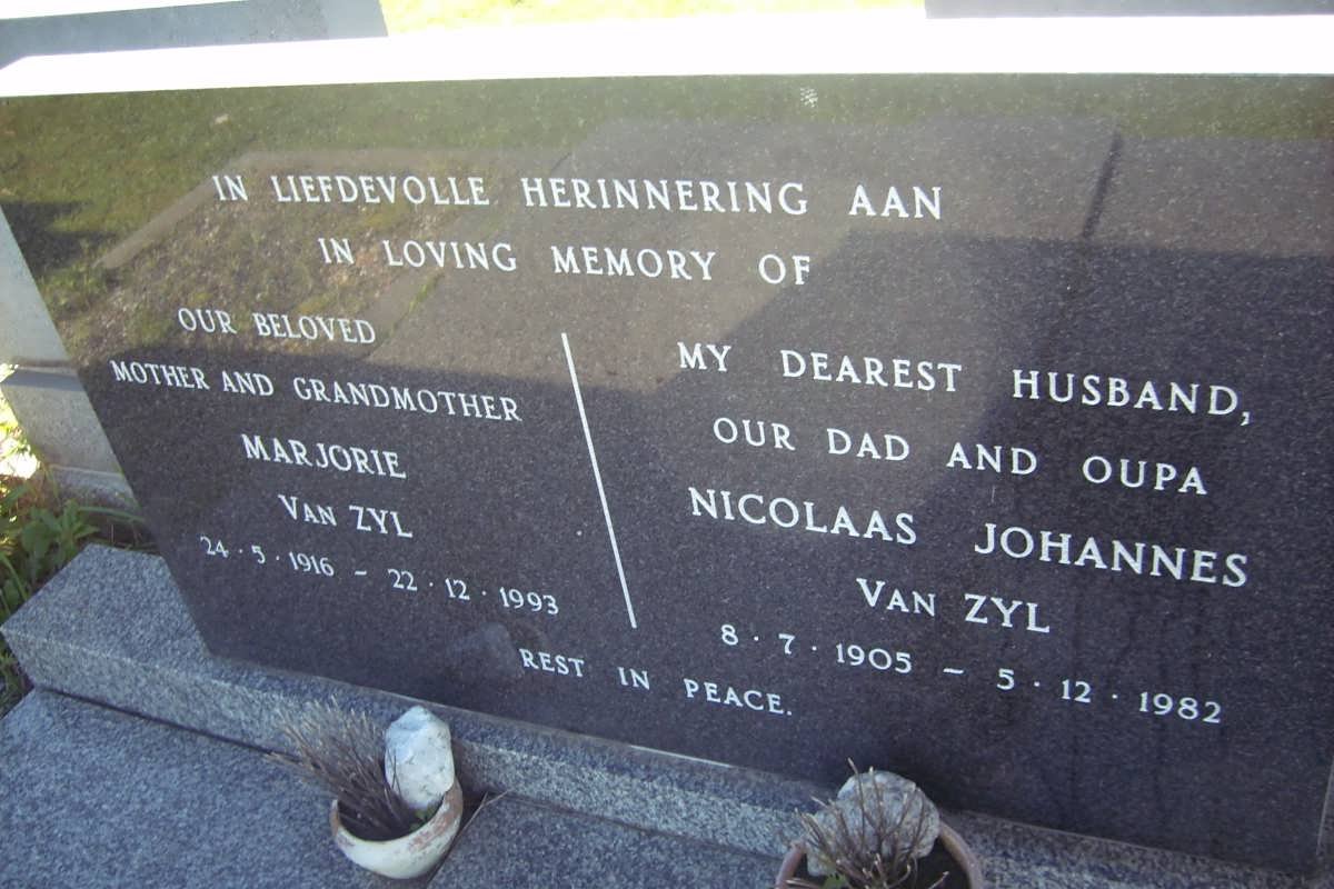 ZYL Nicolaas Johannes, van 1905-1982 &amp; Marjorie 1916-1993